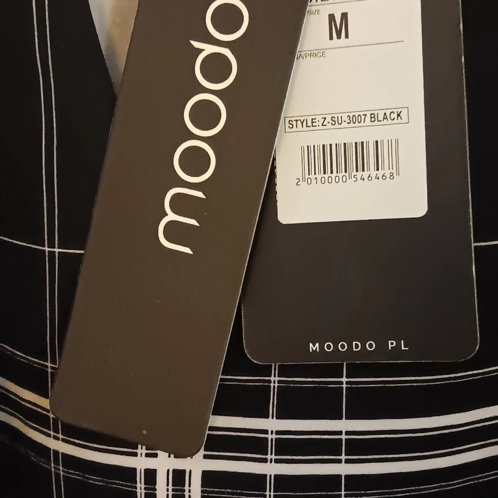 Moodo Womans Tie At Waist dress, M, Black/white, P2P 17.5, L 30", NWT - Picture 6 of 8
